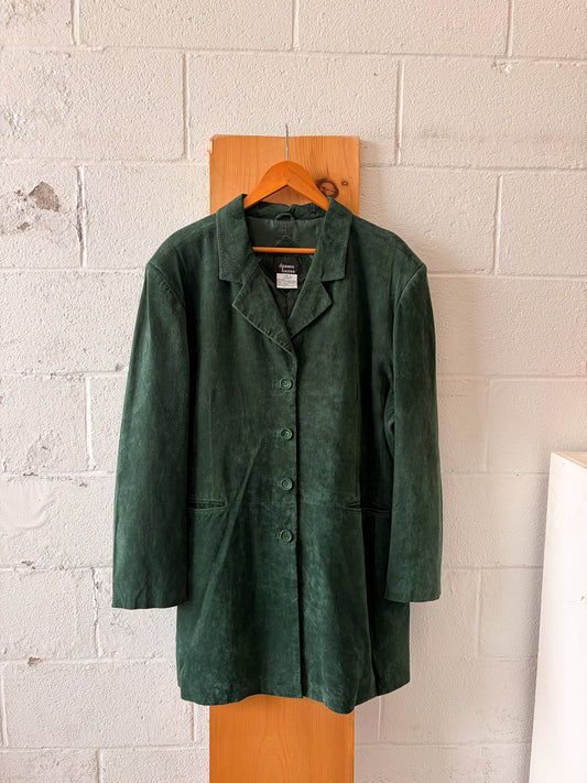 Vtg Dennis Basso Green Leather Jacket : 3X