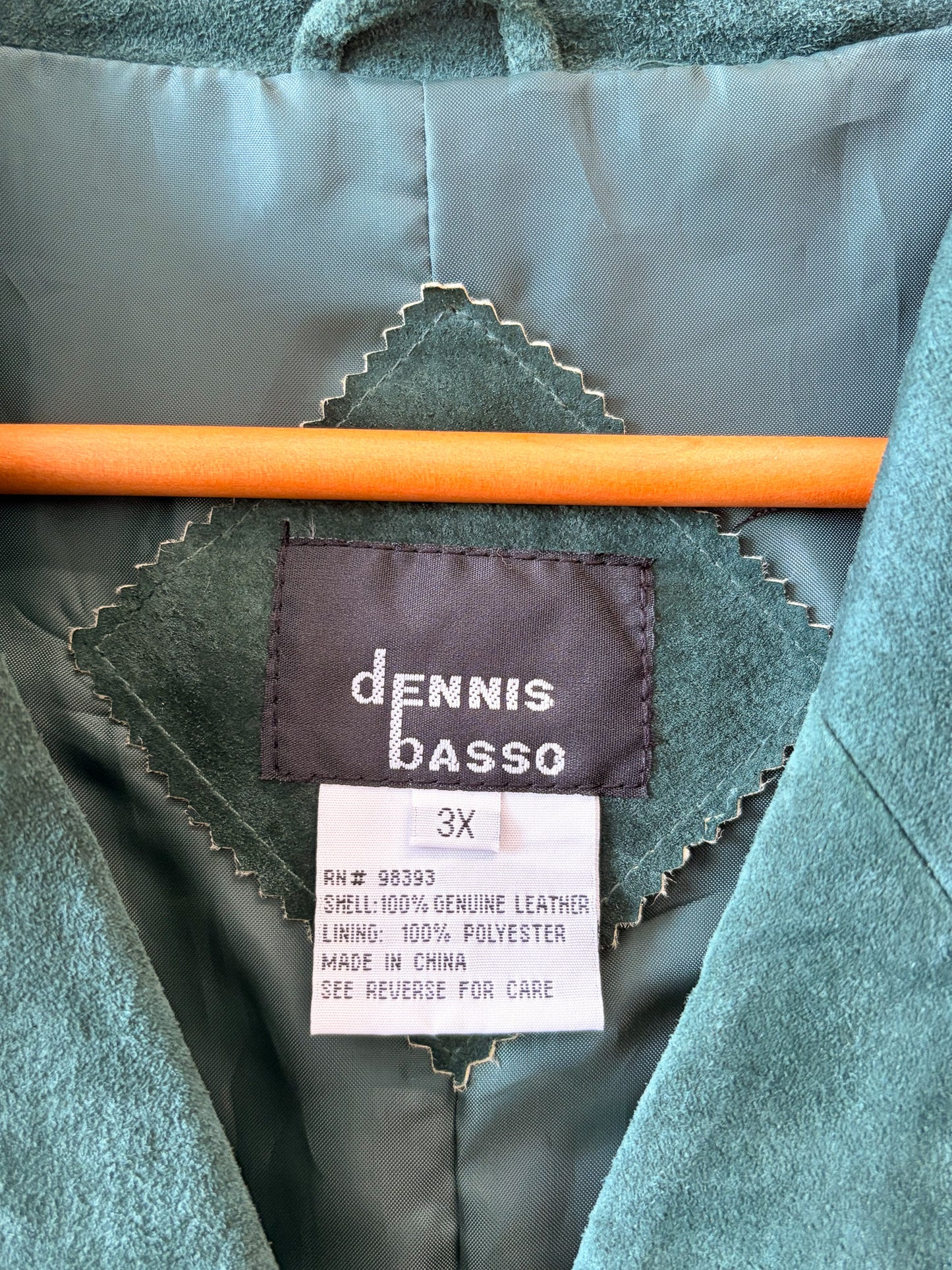 Vtg Dennis Basso Green Leather Jacket : 3X