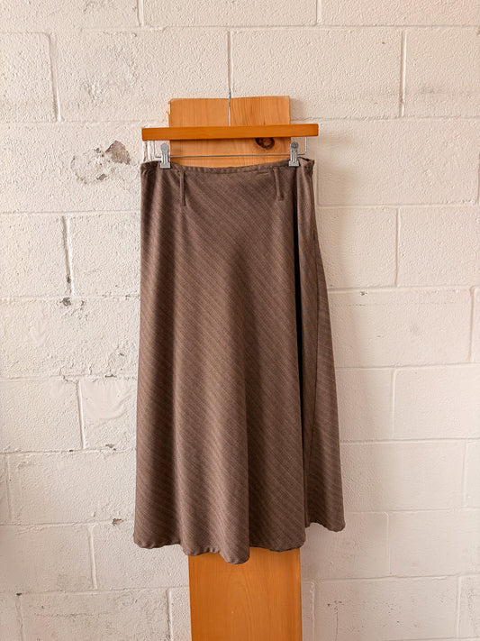 Brown Striped Herringbone Maxi Skirt : 16