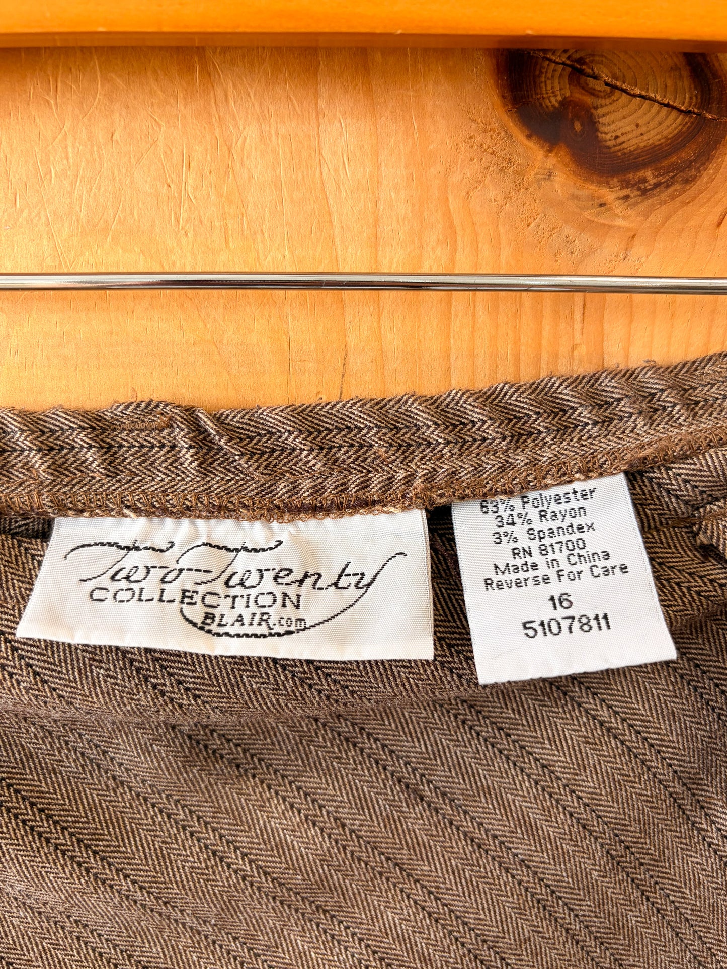 Brown Striped Herringbone Maxi Skirt : 16