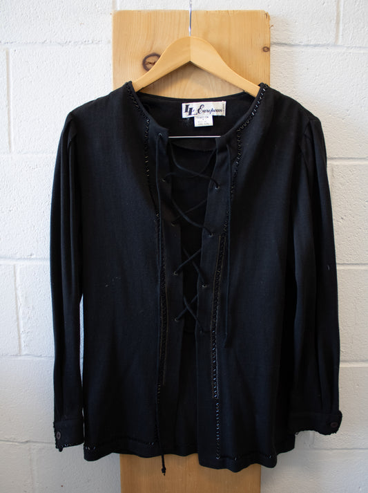 Vtg Long Sleeve Black Top : M