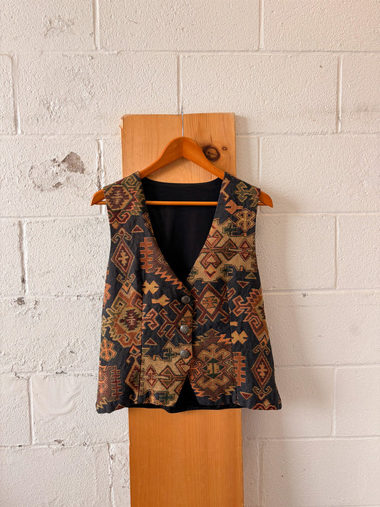 Vtg Tapestry Patterned Vest : M/L