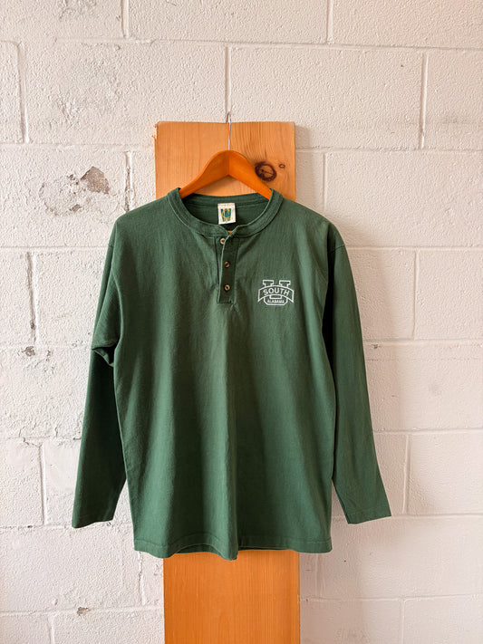 Vtg Green Single Stitch Alabama Henley : L