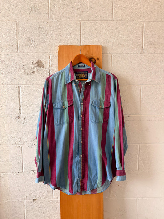 Vtg Striped Ralph Lauren Boy Scout Button Down : L