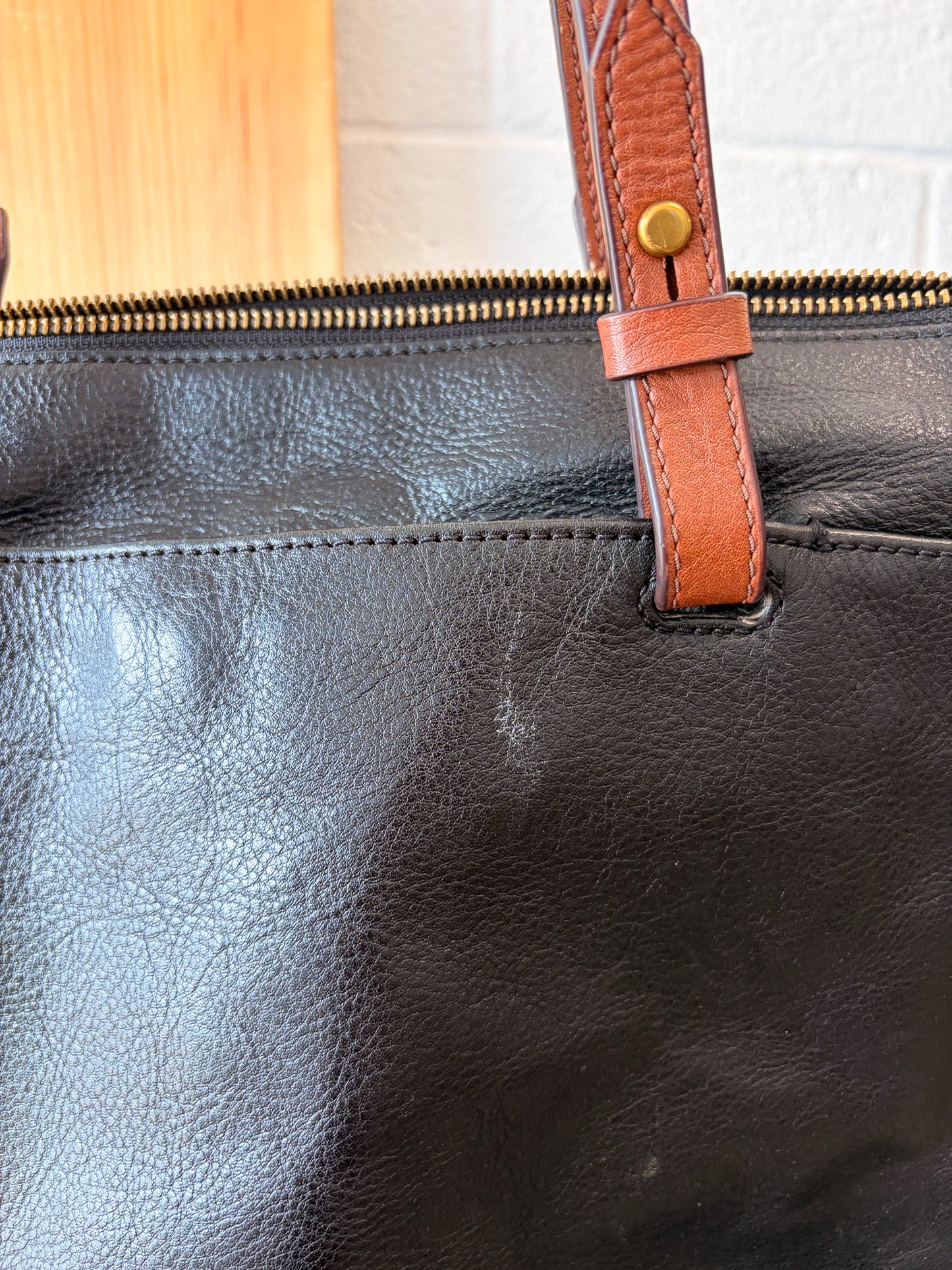Black & Brown Fossil Rachel Tote Bag
