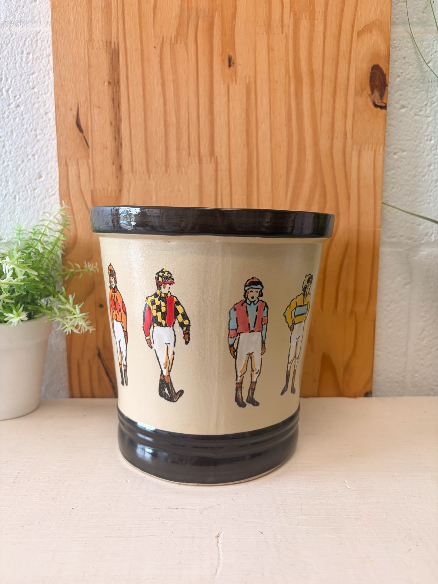 Stoneware "Off To The Races" Jockey Ice Bucket / Crock (Local Pick Up Only)