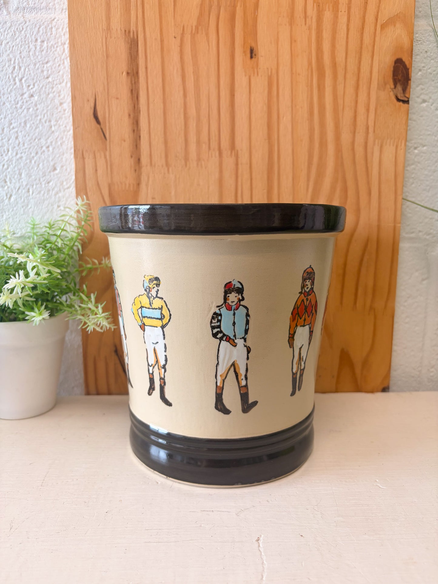 Stoneware "Off To The Races" Jockey Ice Bucket / Crock (Local Pick Up Only)