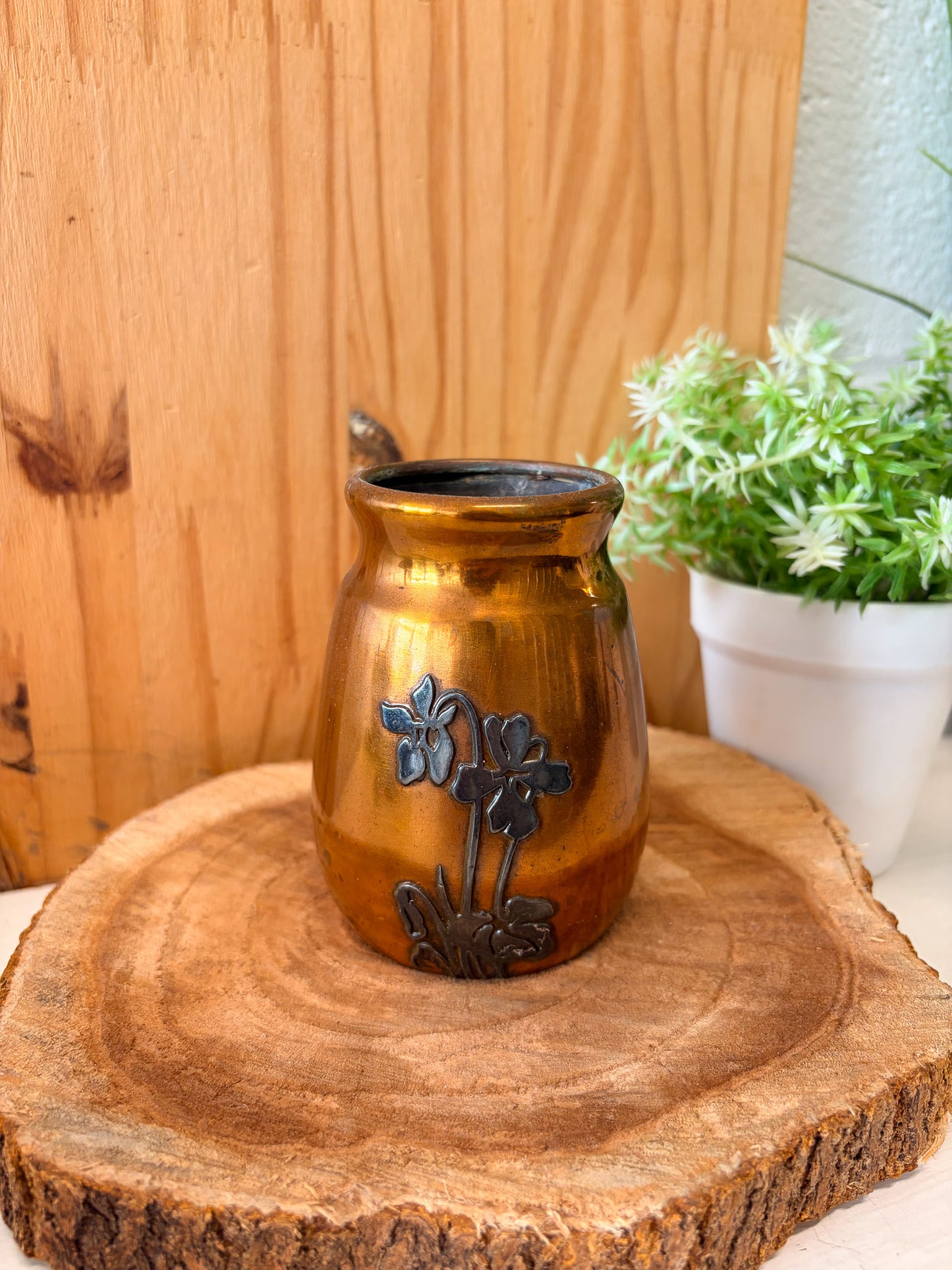 Vtg Heintz Sterling On Bronze Little Vase (Local Pick Up Only)