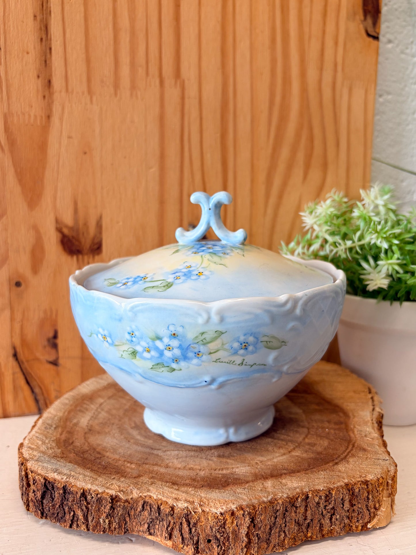 Hand Painted Dainty Floral China Plate & Pot Set (Local Pick Up Only)