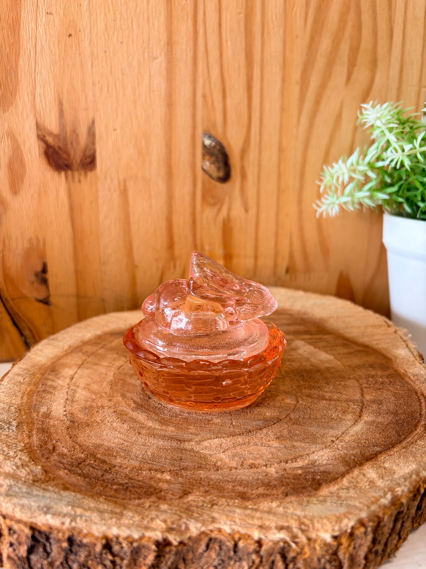 Vtg Pink Glass Bunny Nest Jar (Local Pick Up Only)