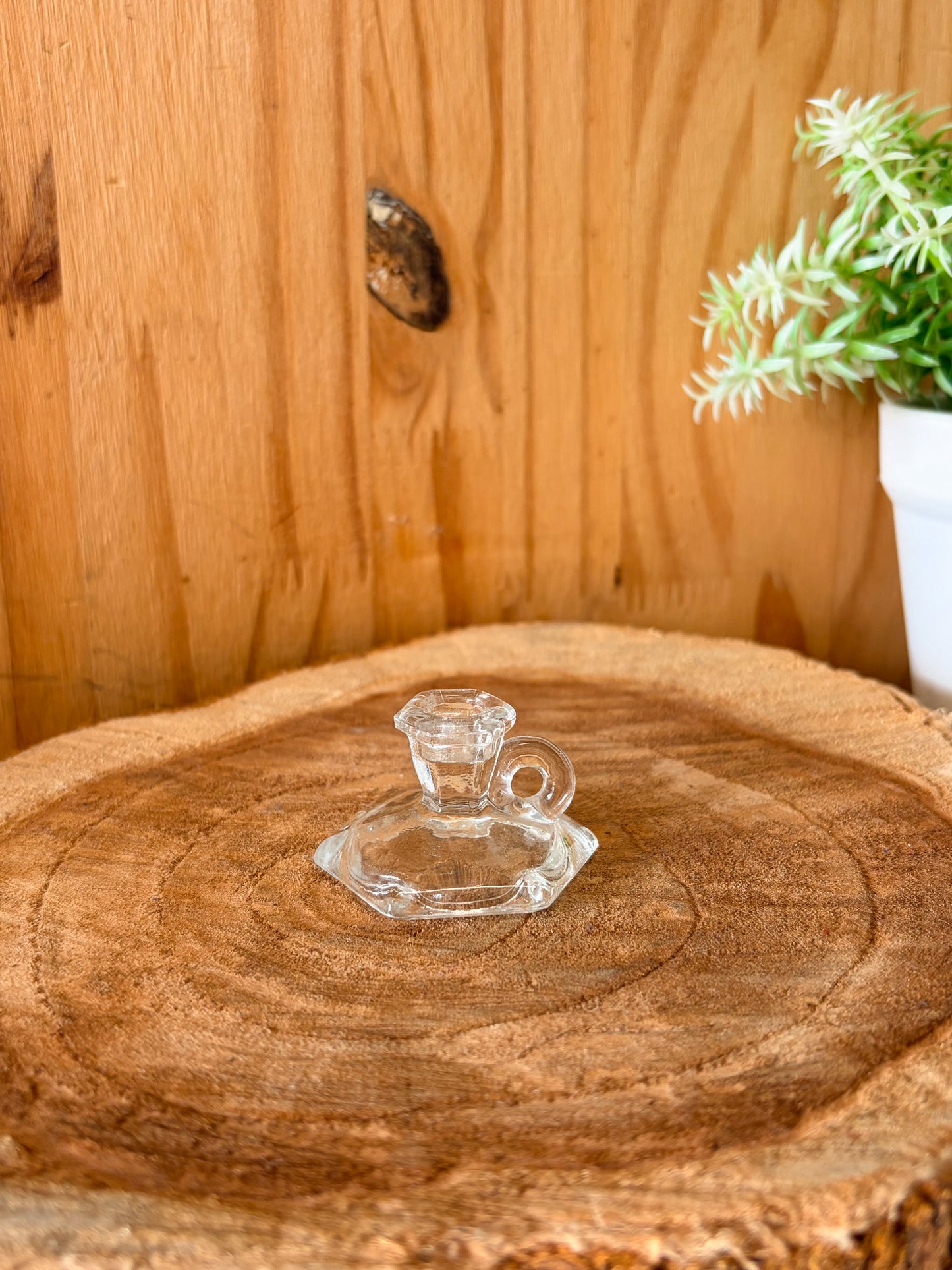 Tiny Glass Candlestick Holder (Local Pick Up Only)
