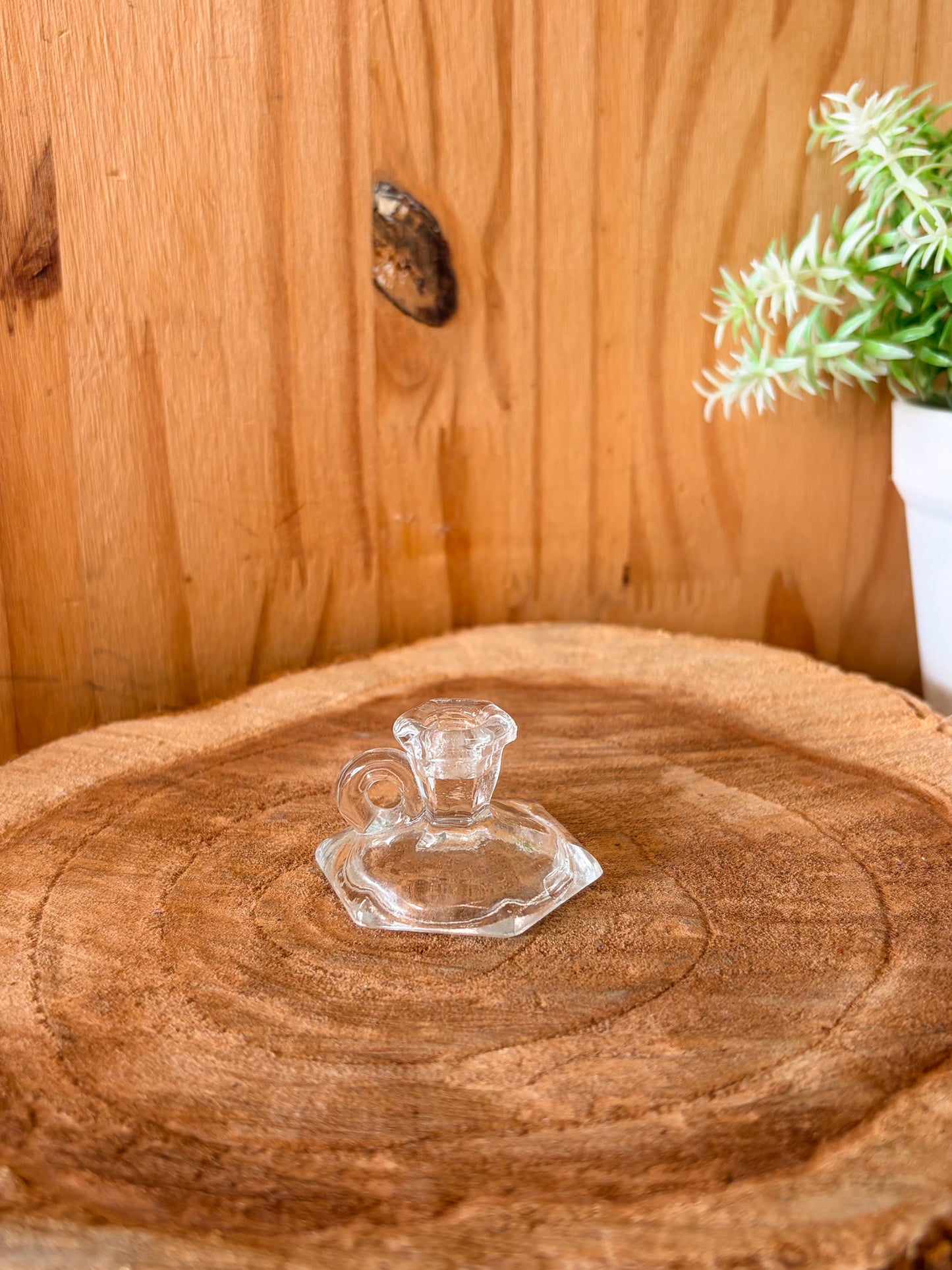 Tiny Glass Candlestick Holder (Local Pick Up Only)