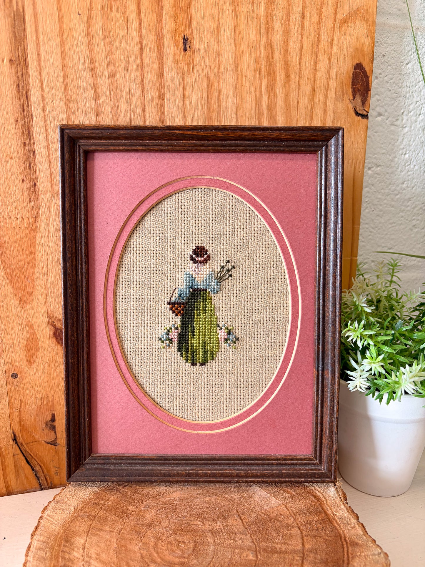 Framed Woman Needlepoint (Local Pick Up Only)