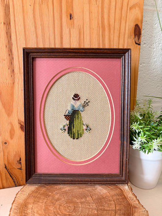 Framed Woman Needlepoint (Local Pick Up Only)