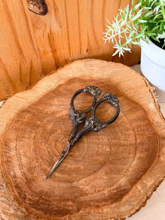 Vtg Ornate Sterling Sewing Scissors