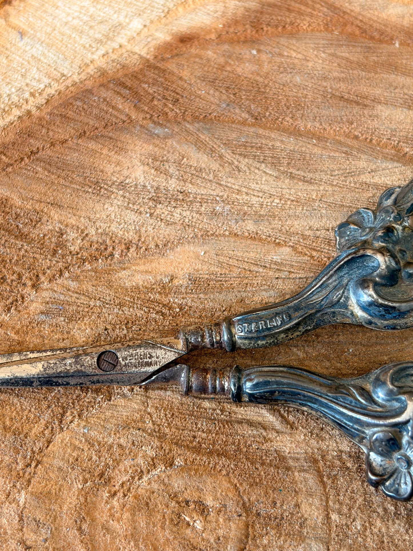 Vtg Ornate Sterling Sewing Scissors