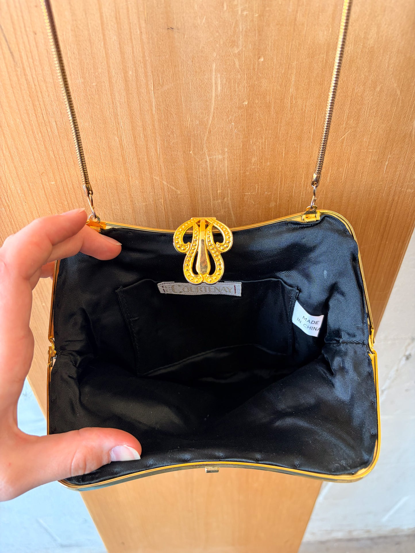 Vtg Black Beaded Clutch Purse