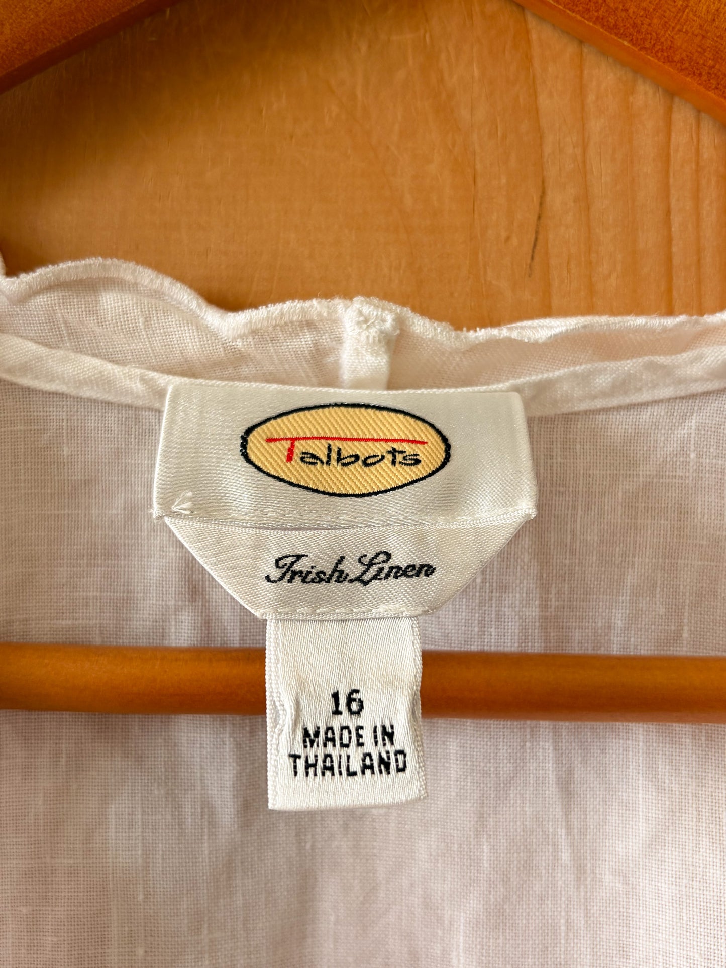White Scalloped Linen Blouse : 16