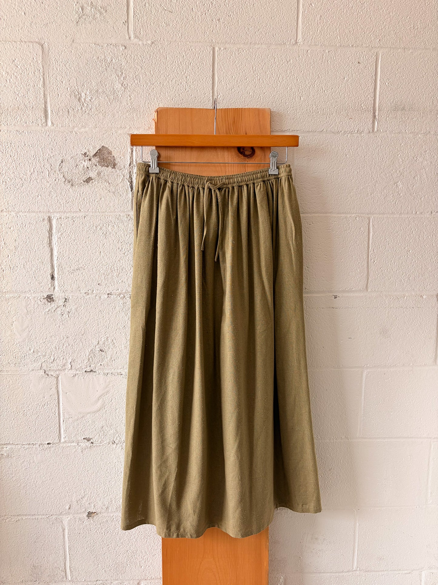Olive Green Silk Skirt : S