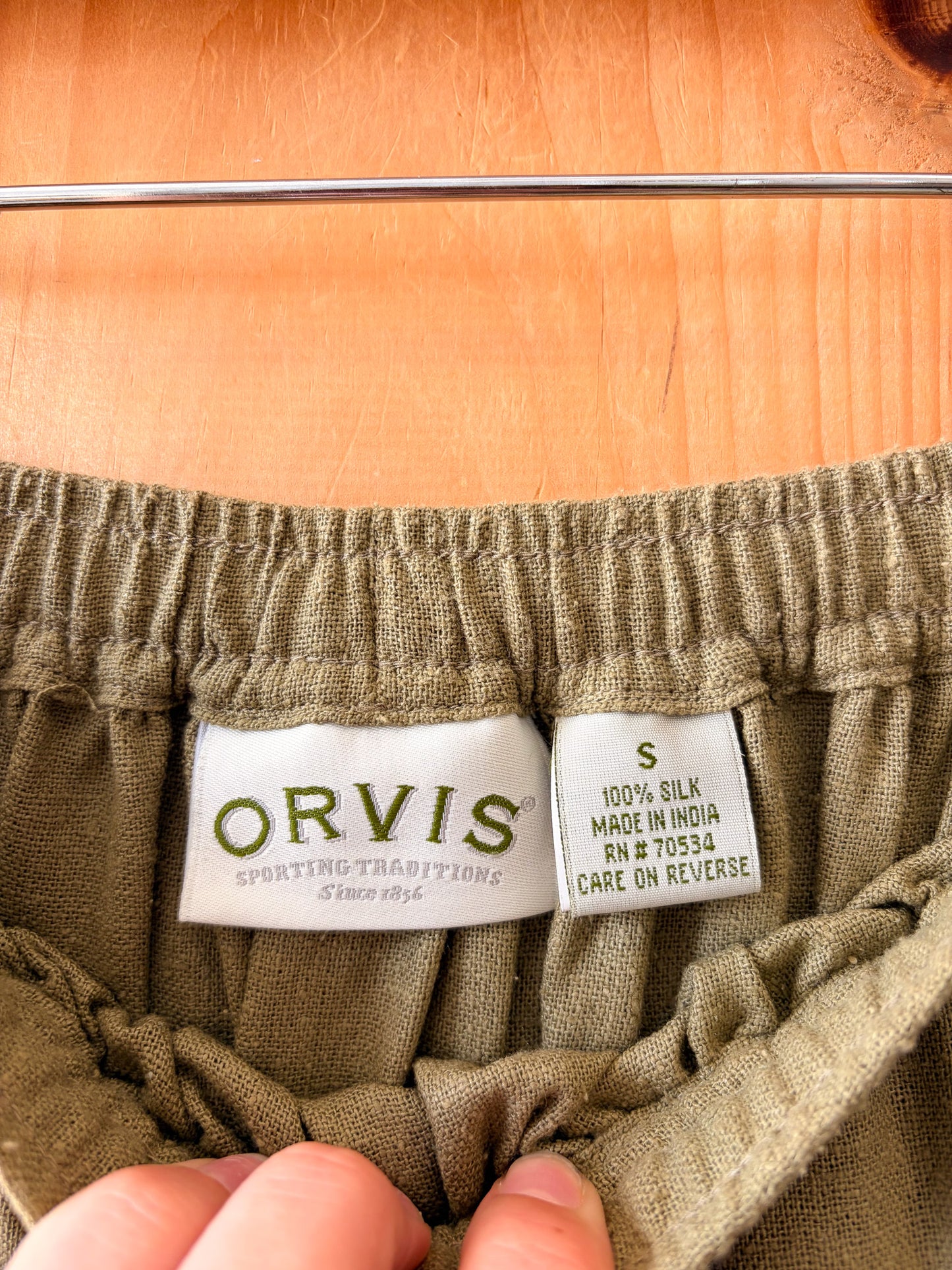 Olive Green Silk Skirt : S