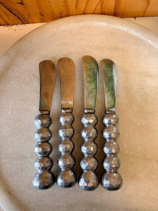 Set of Four Hammered Metal Spreaders