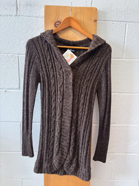 Vtg Long Hooded Sweater : S/M