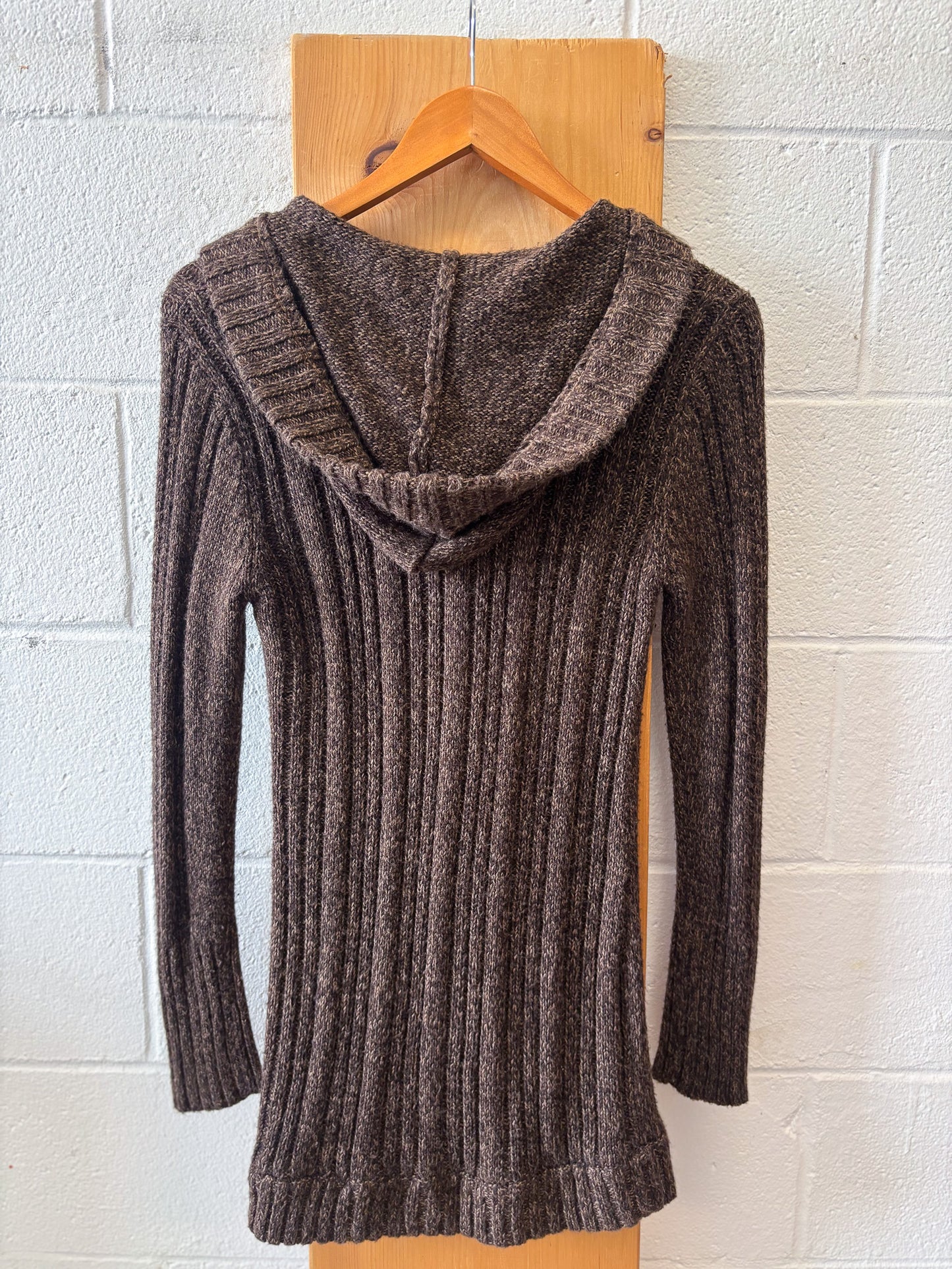Vtg Long Hooded Sweater : S/M