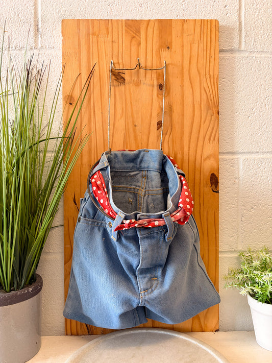 Vtg Jeans Clothesline Pin Bag