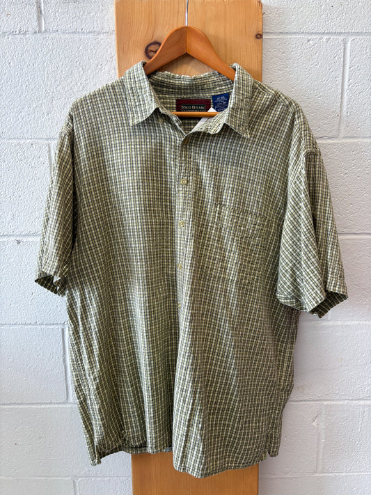 Green Checkered Button Up : 2XL
