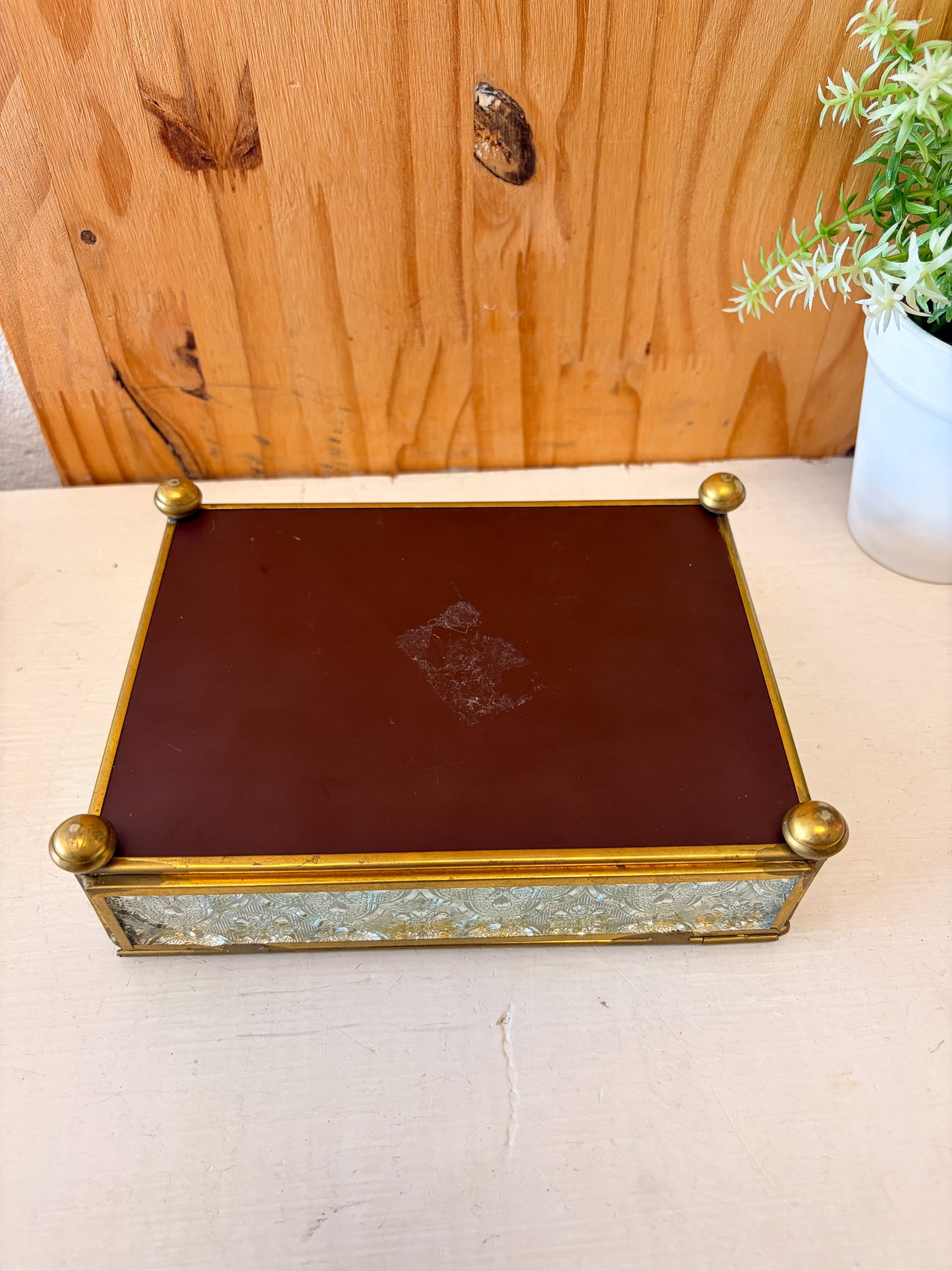 Vtg Unicorn Etched Glass Trinket Box (Local Pick Up Only)
