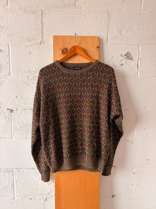Vtg Patterned Sweater : M