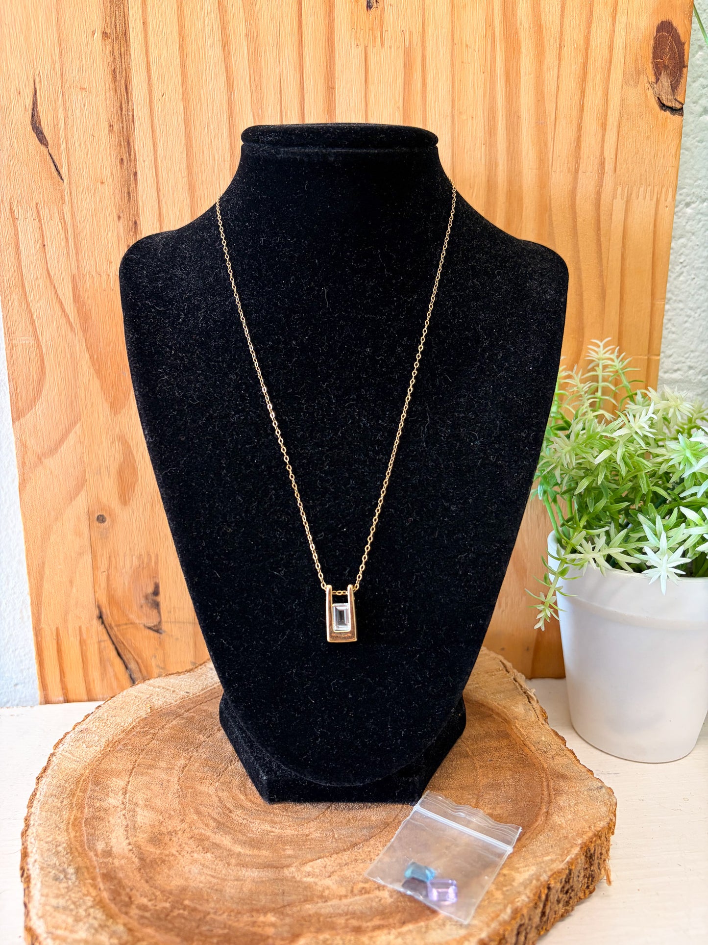 925 Gold Tone Interchangeable Jewel Necklace