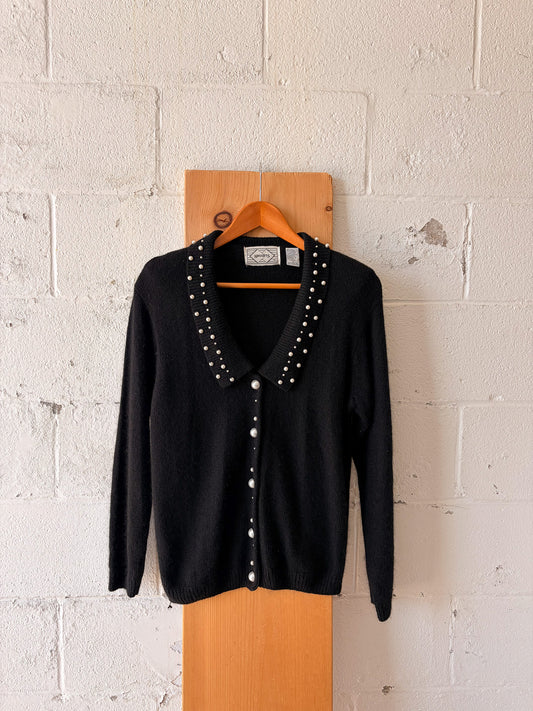 Vtg Beaded Angora Cardigan : M