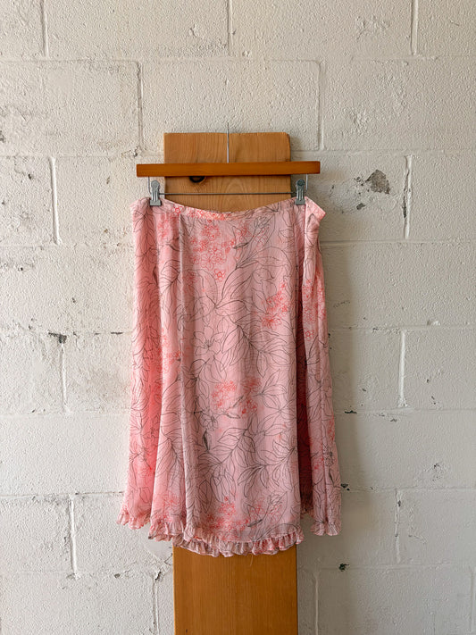 Floral Pink Midi Skirt : 18W