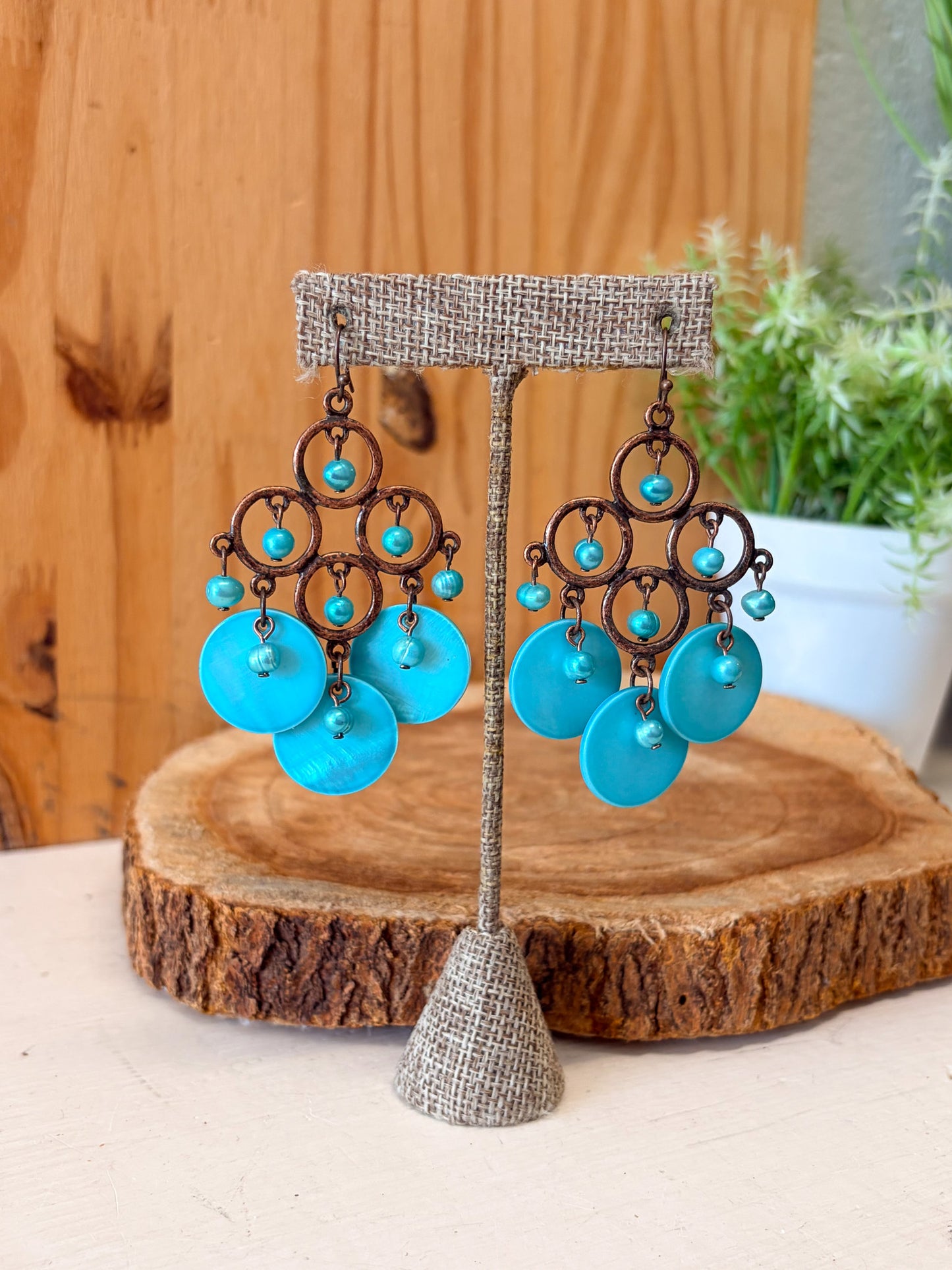 Boho Teal Chandelier Earrings