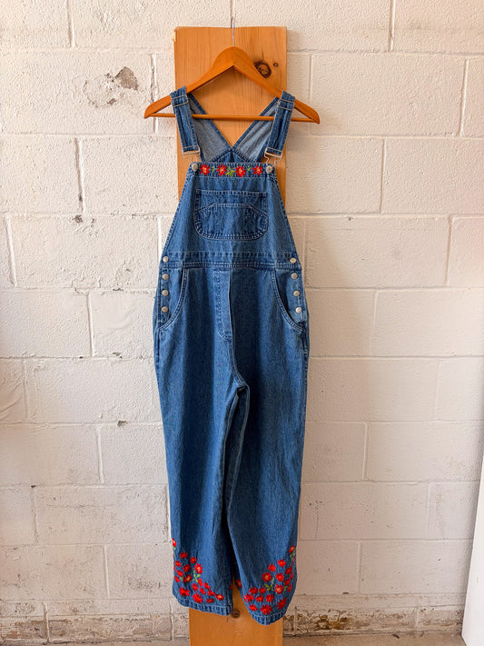 Floral Embroidered Overalls : M