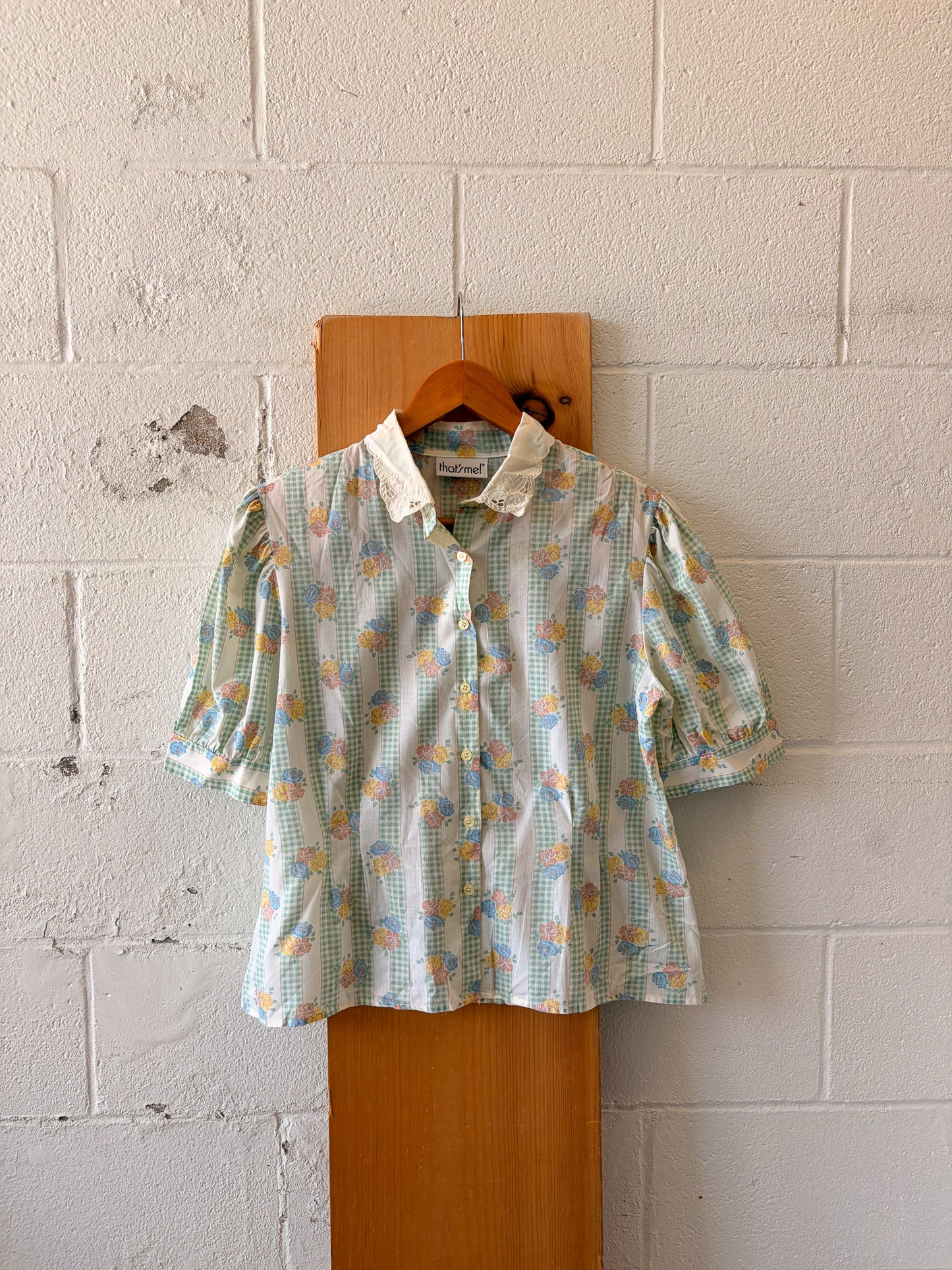 Vtg Floral Blouse : M/L