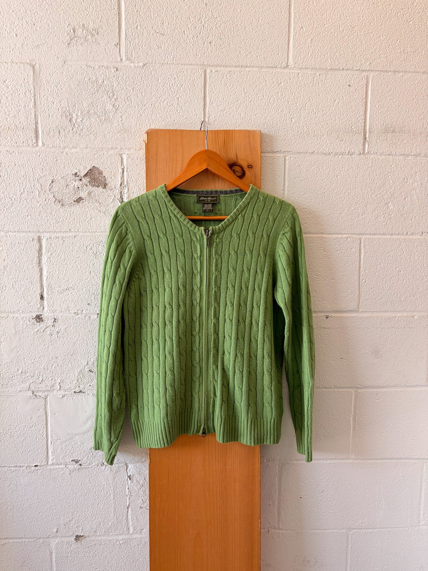 Green Eddie Bauer Zip Up Sweater : L