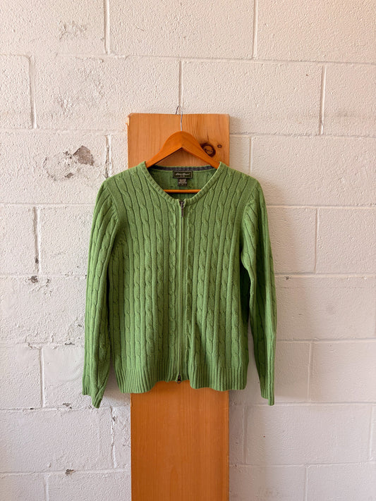 Green Eddie Bauer Zip Up Sweater : L