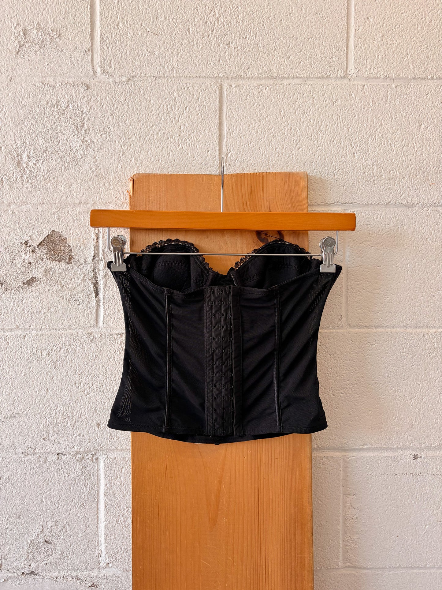 Black & White Lace Detailed Corset Top : S