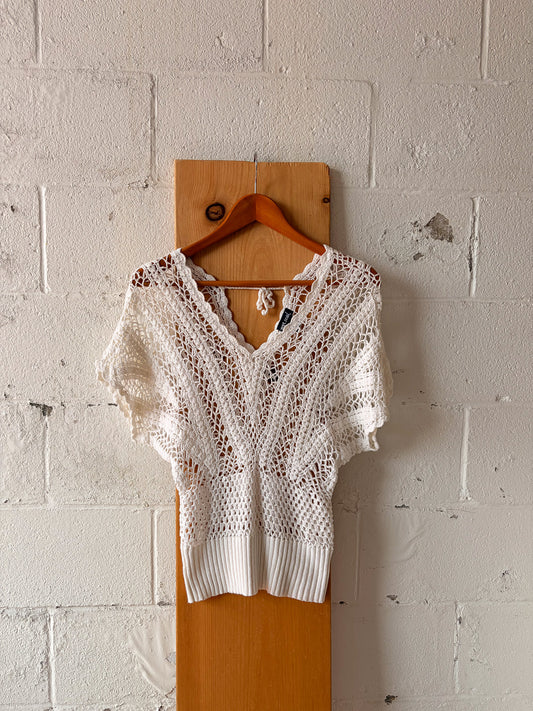 Wet Seal White Crochet Top : S