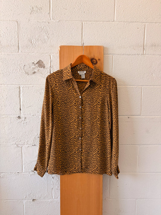 Silk Cheetah Print Blouse : S