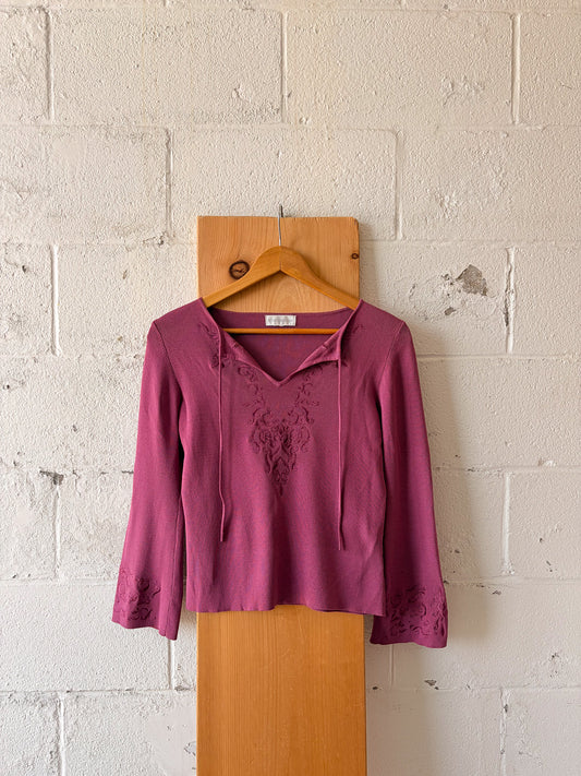 Embroidered Magenta Long Sleeve : S