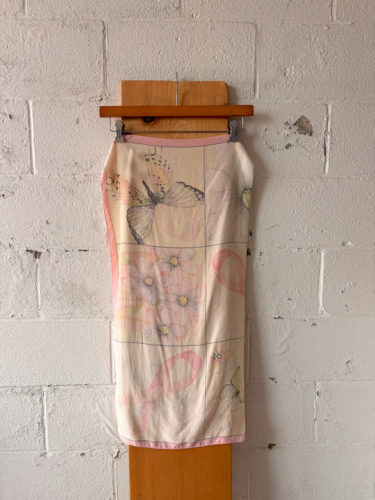 Floral Silk Breast Cancer Awareness Scarf