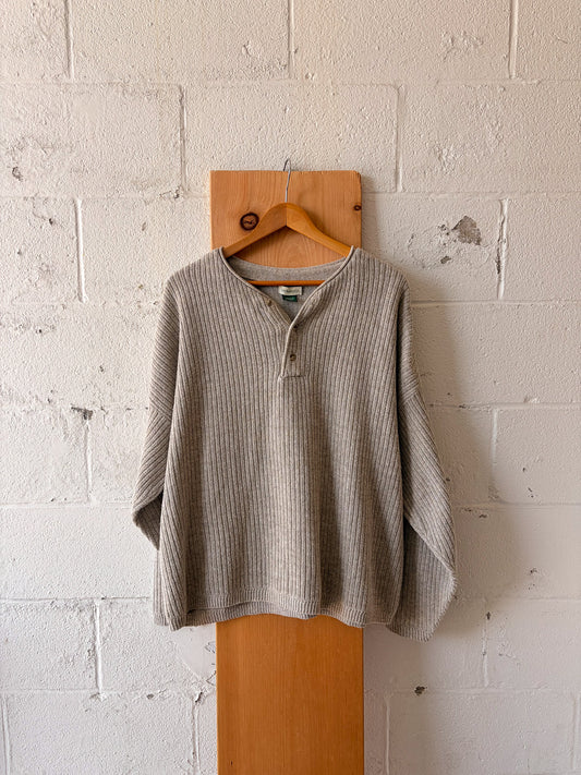 Vtg Knit Henley Sweater : XL