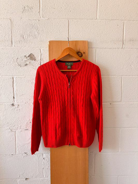 Red Eddie Bauer Zip Up Sweater : L