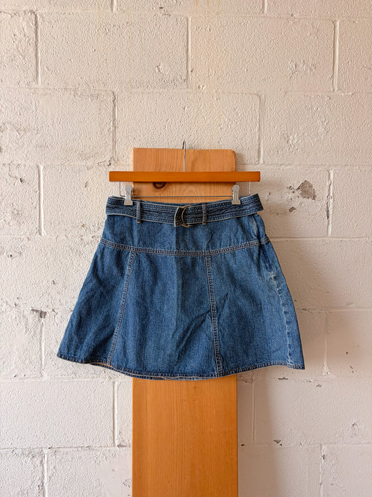 Vtg Belted Denim Skirt : M