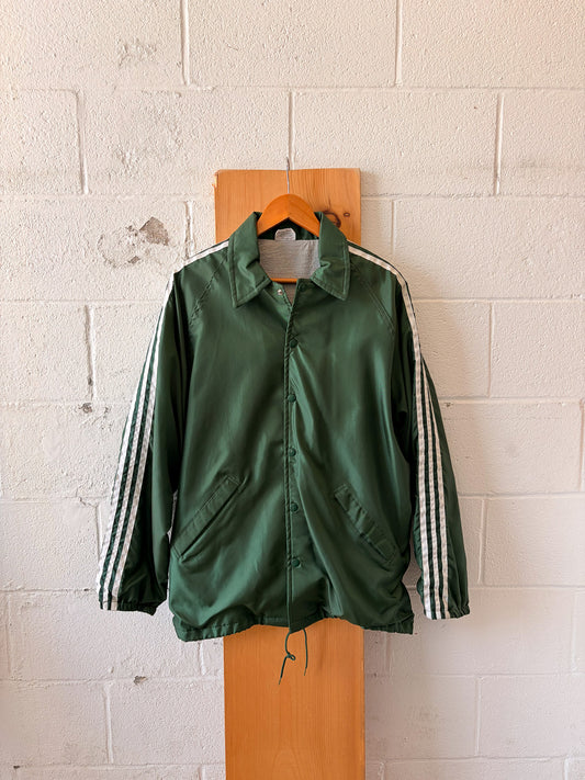Vtg Striped Green Windbreaker Jacket : L