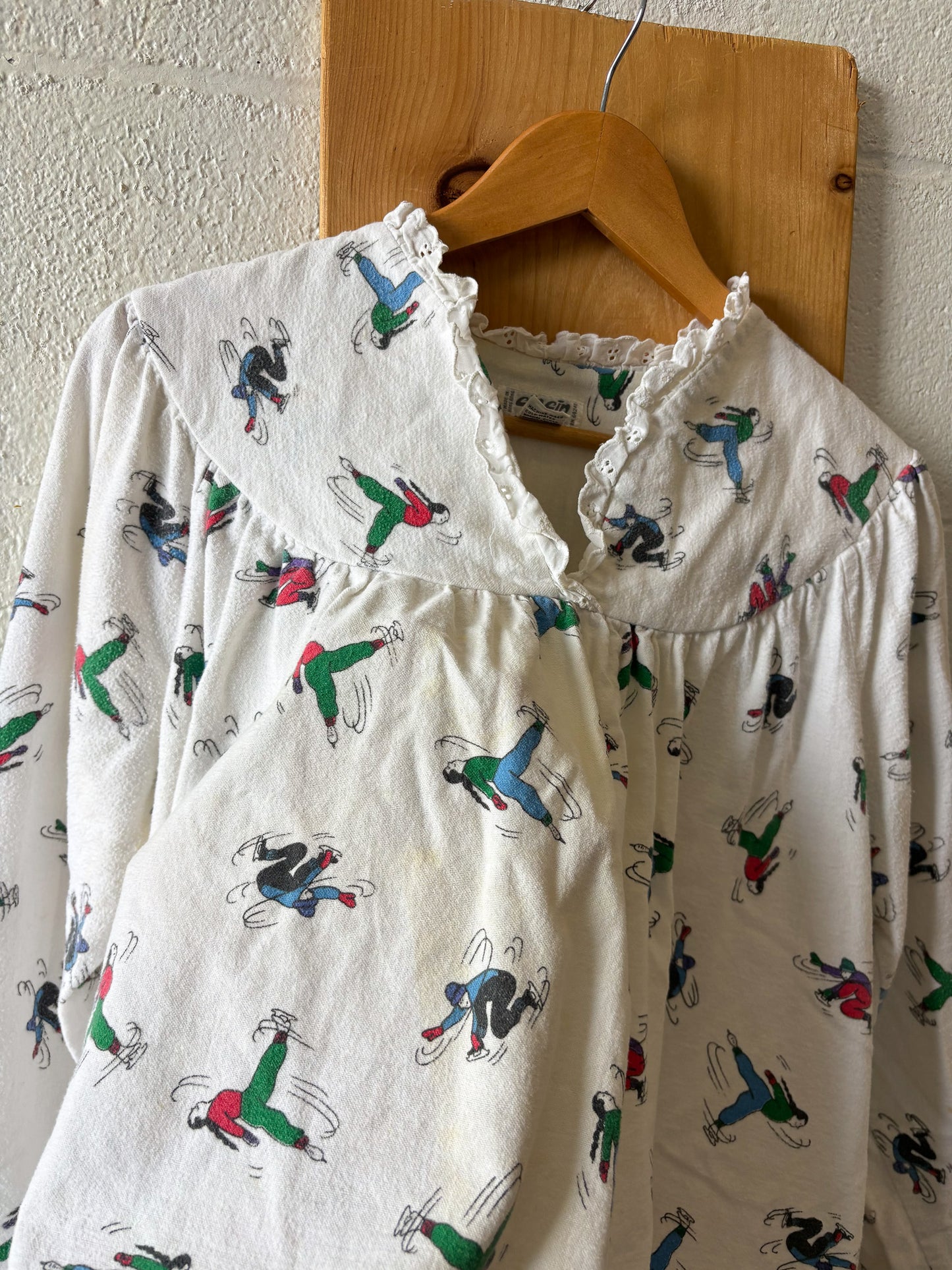 Vtg Flannel Figure Skater Nightgown : L