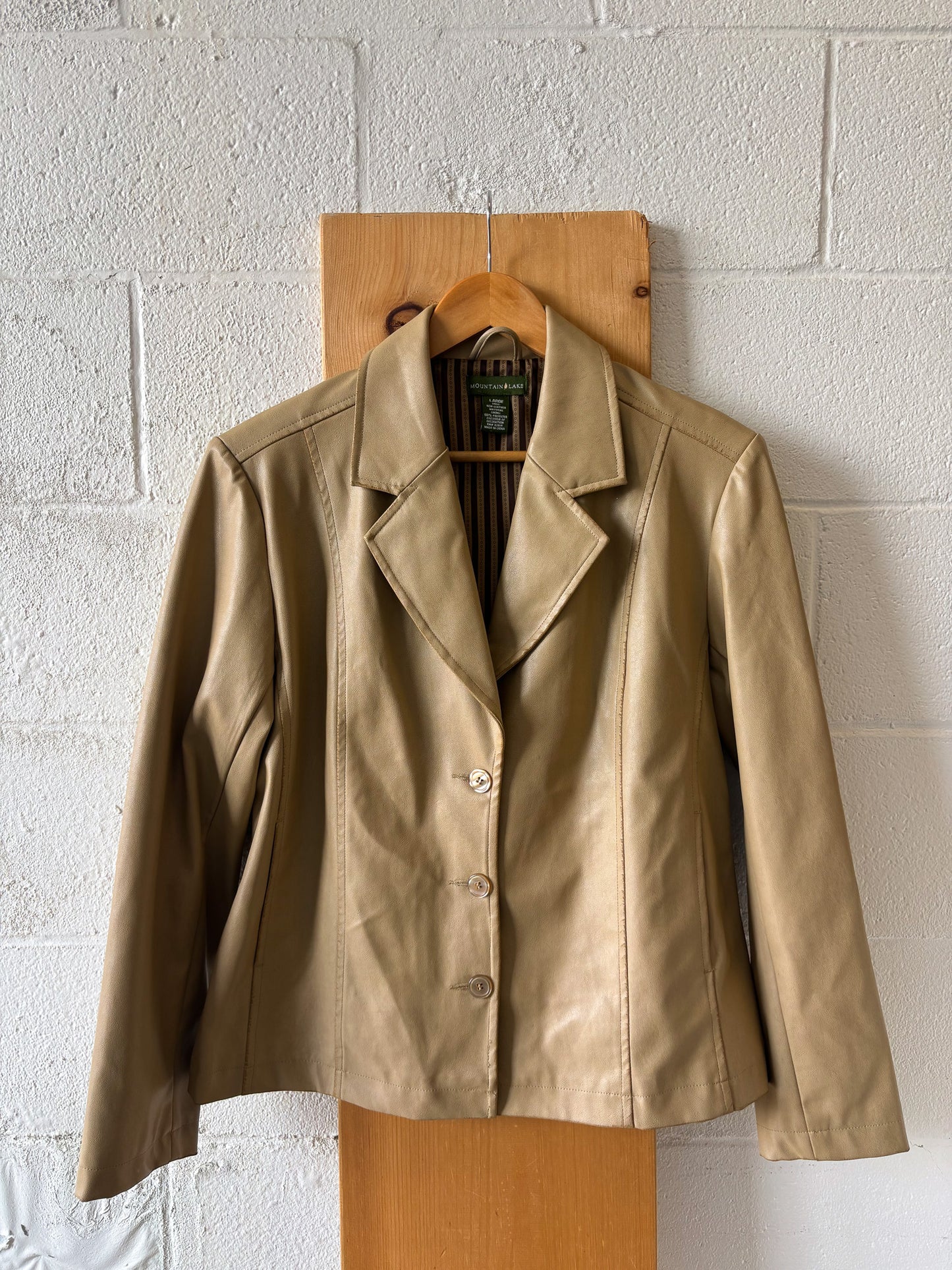 Tan Faux Leather Jacket : Wms L